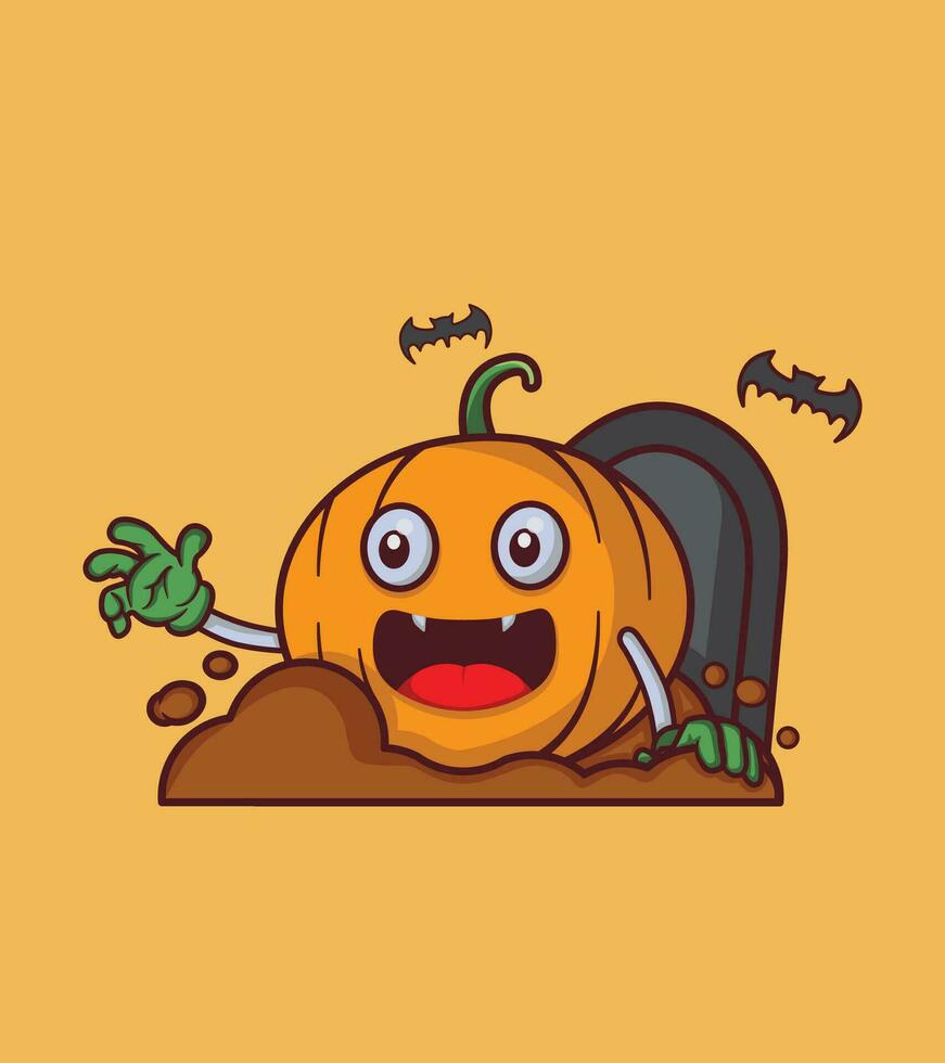 Vector Halloween rising from the grave cute character illustration