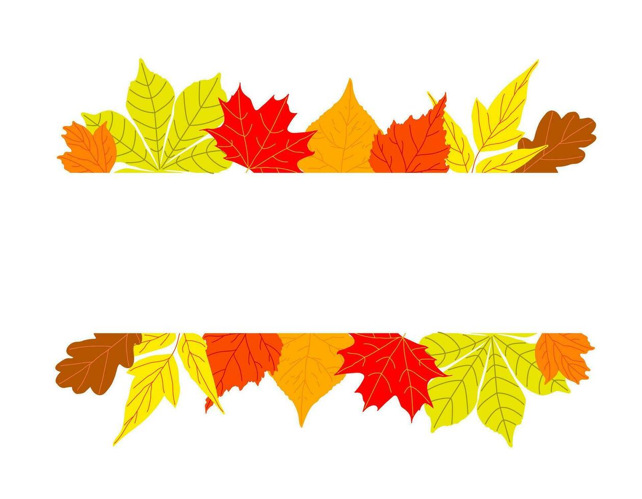 Banner of Leaves Isolated On White Background. Autumn Illustration for Greeting Cards, Wedding Invitations, Quote and Decorations. Thanksgiving Card With Place For Text vector