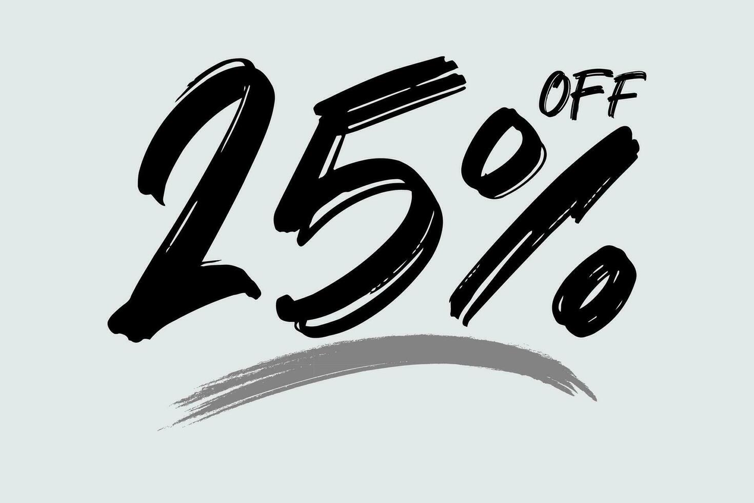 Special offer discount. Hand drawn numbers of 25 Percent OFF. Black