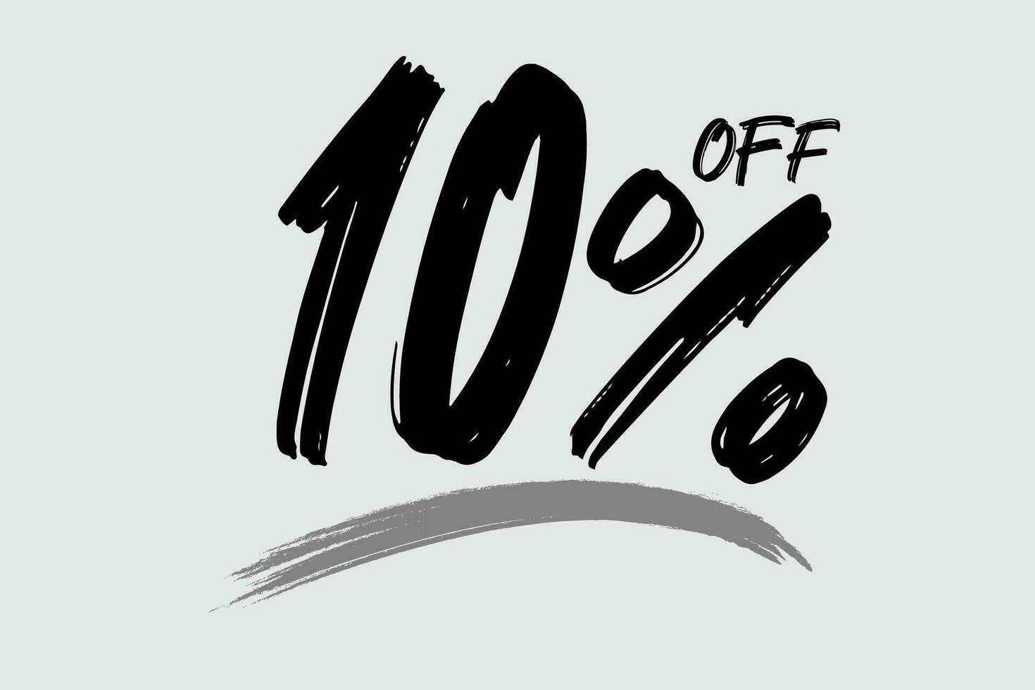 Special offer discount. Hand drawn numbers of 10 Percent OFF. Black