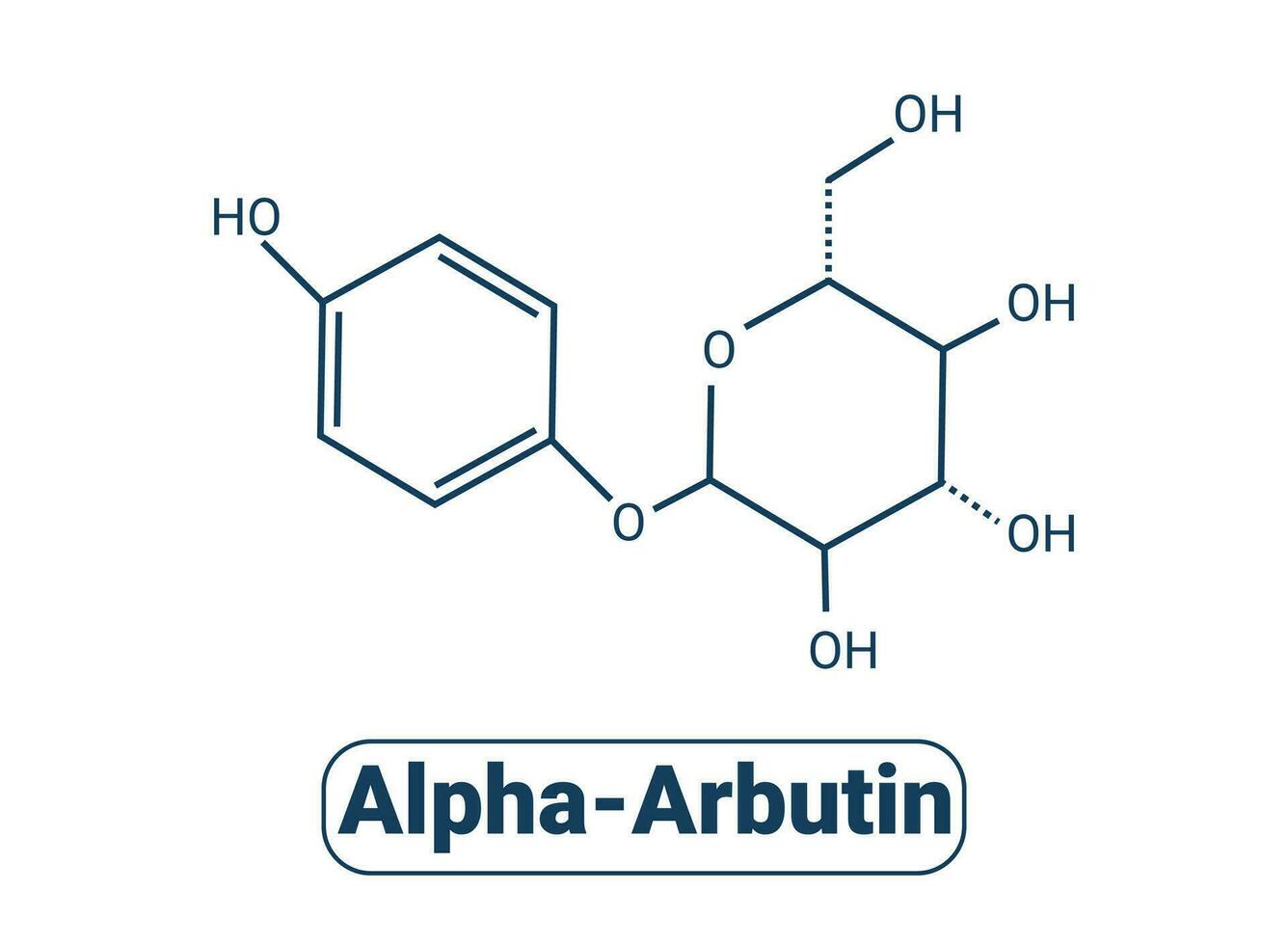 Alphaarbutin plant molecule skeletal formula vector illustration