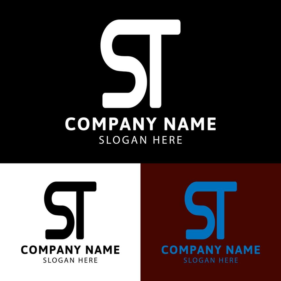 Abstract minimalist ST logo design vector illustration.
