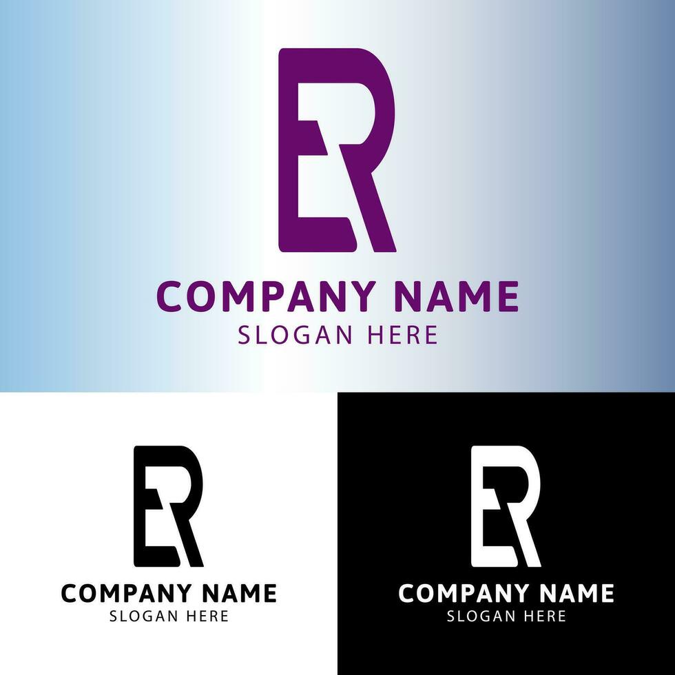 Abstract minimalist ER logo design vector illustration.