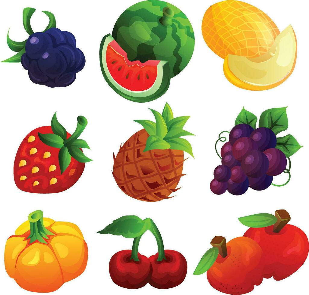 fruits icon game vector