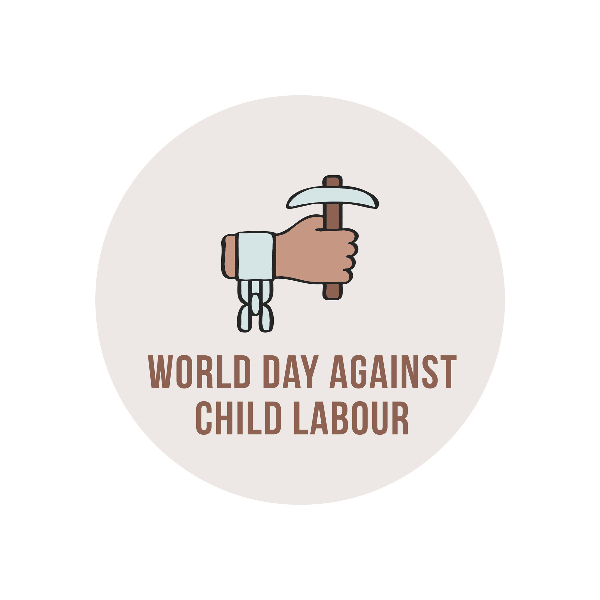 Premium Vector | A hand holding a pick in the middle of a circle that says  world day against child labour.