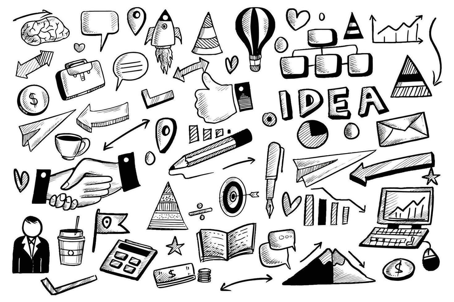 Hand draw technology sketch doodle set design vector