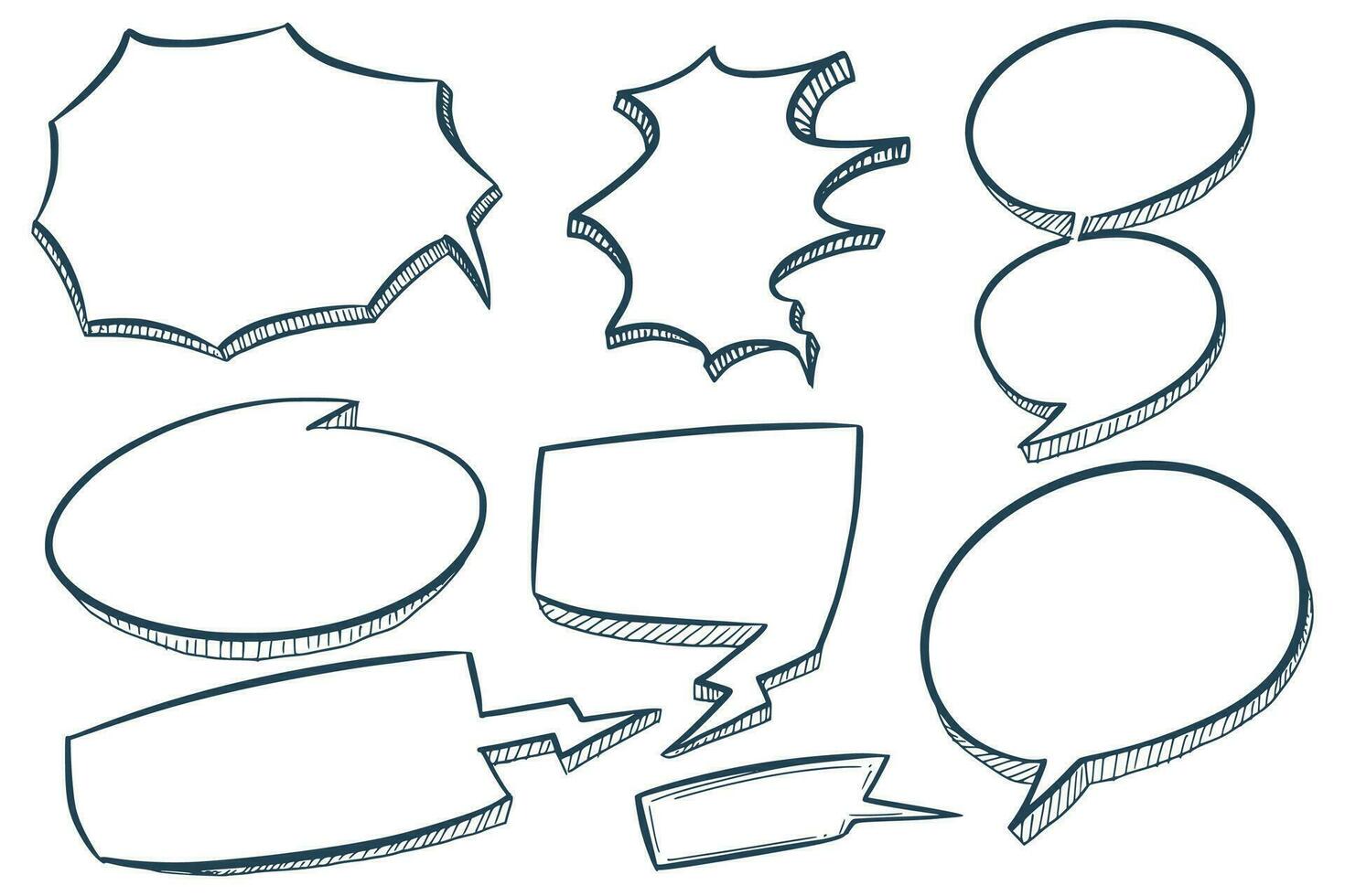 Beautiful hand drawn sketch speech bubble set design vector