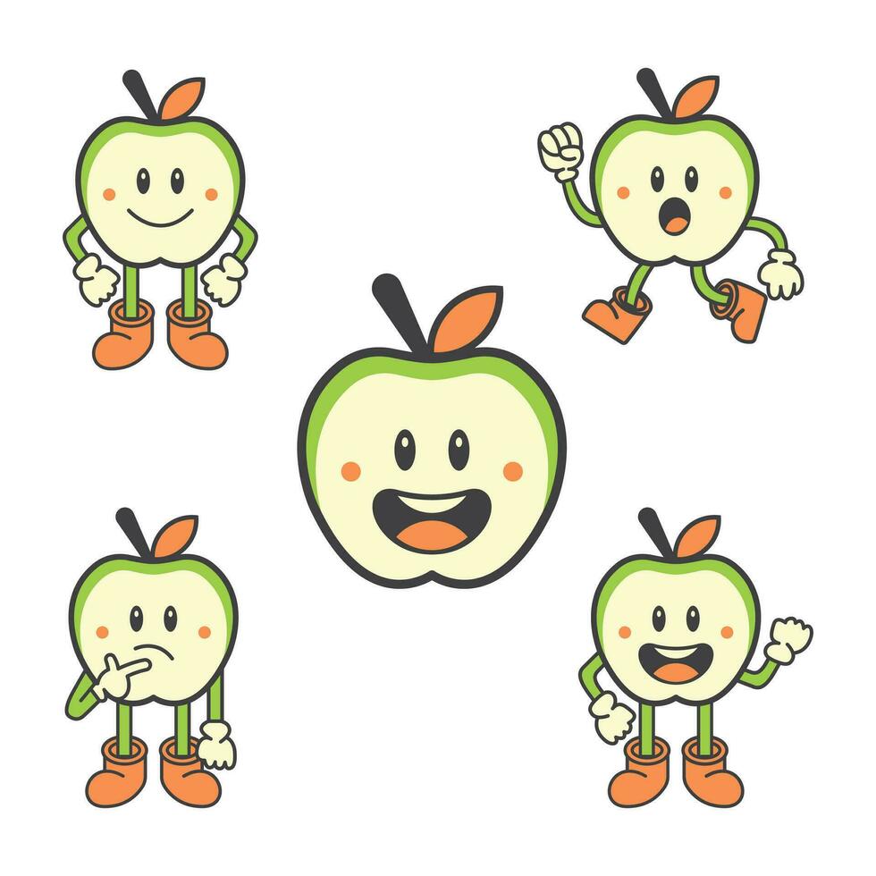 Apple Mascot Pack Vector Illustrations.