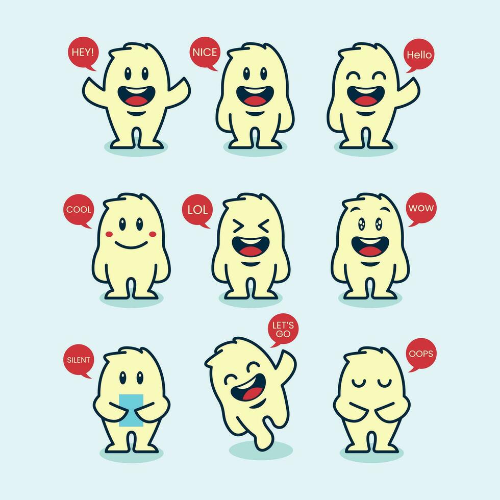 Chat Emoji Character Set Design vector