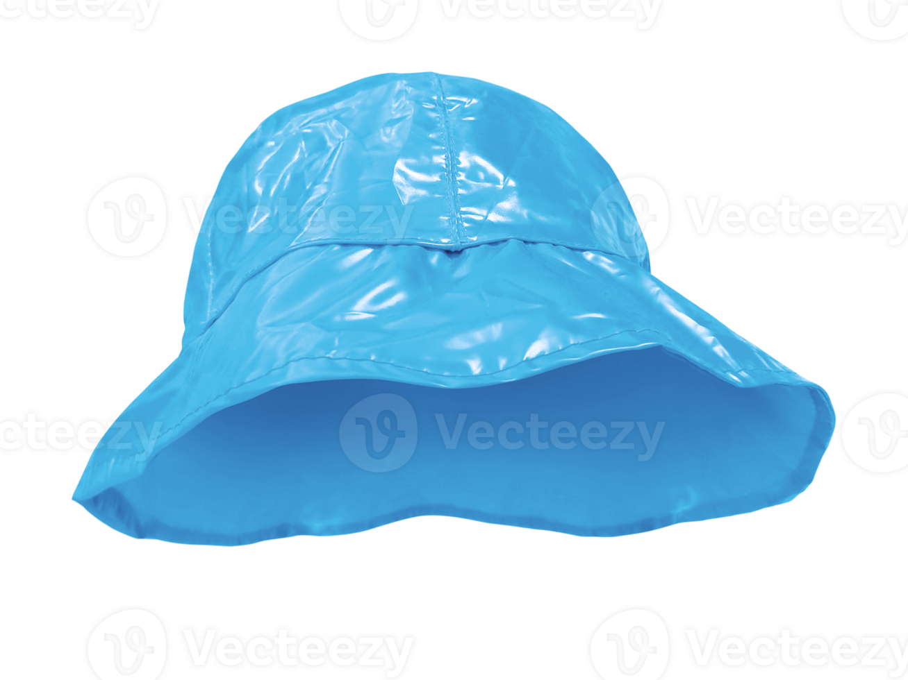 bright blue plastic bucket hat isolated PNG transparent