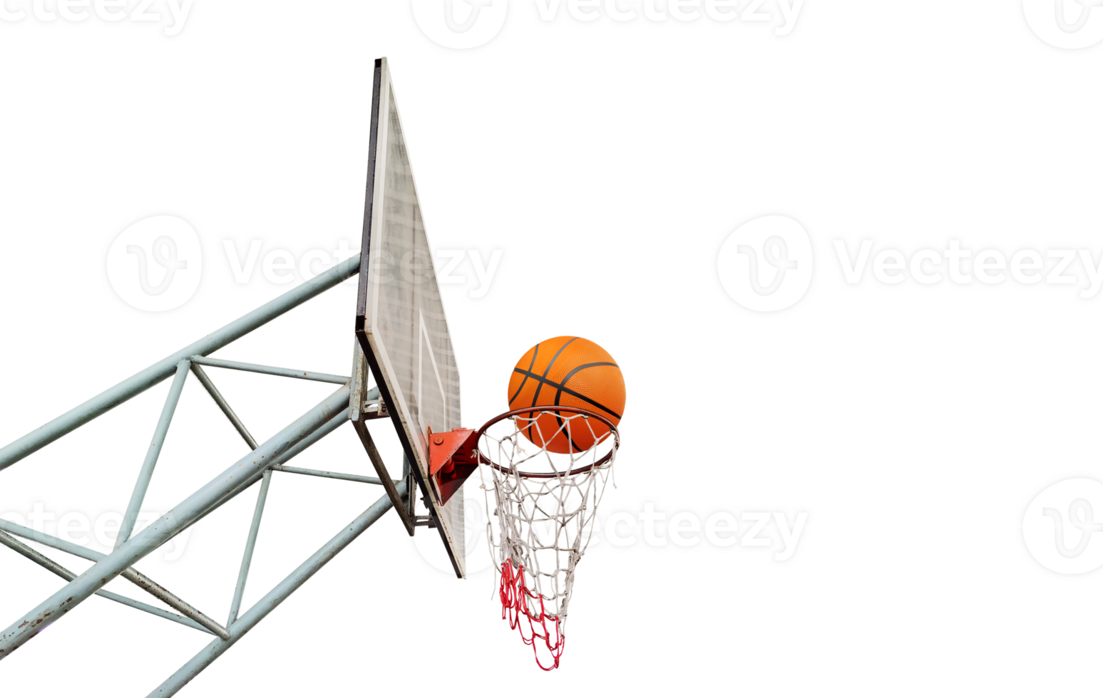 Basketball ball entering basketball backboard isolated PNG transparent