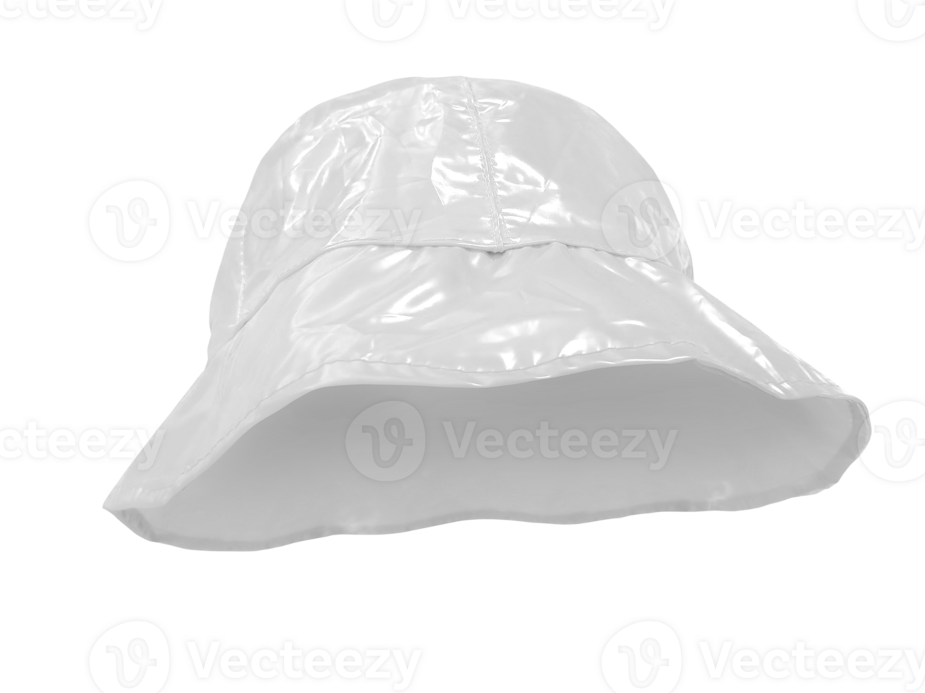 White plastic bucket hat isolated PNG transparent