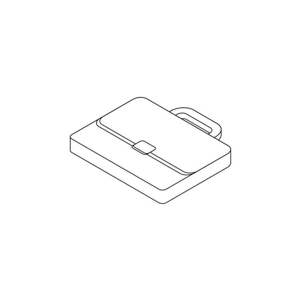 Briefcase left view Black Outline icon vector isometric. Flat style vector illustration.