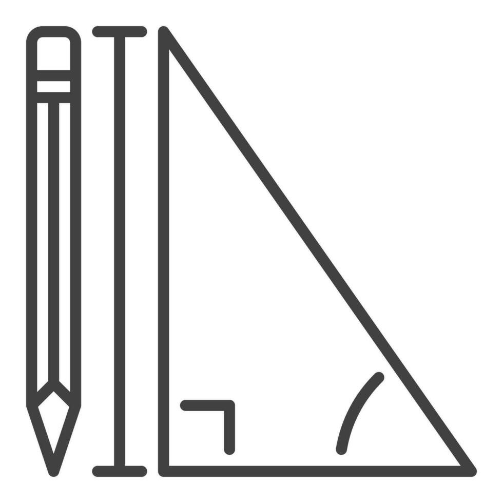 lápiz y matemáticas triángulo vector concepto línea icono o firmar