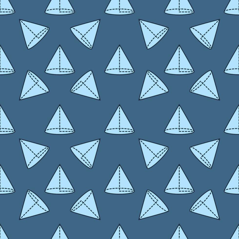 Cone vector Geometry and Mathematics blue seamless pattern
