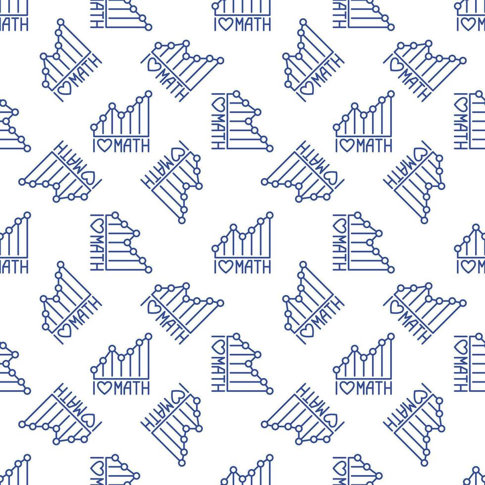 I Love Math vector Mathematics Graph concept line seamless pattern