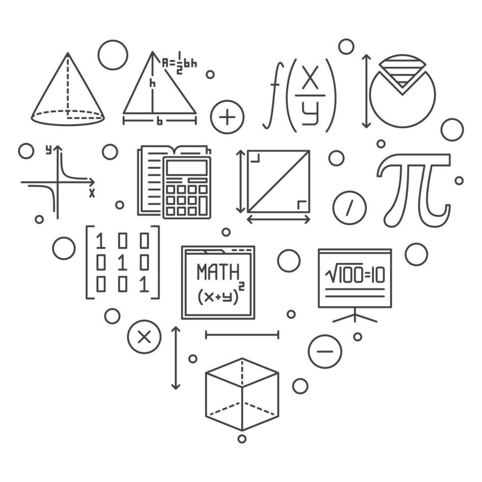 Back to School vector thin line heart shape banner. Science concept illustration