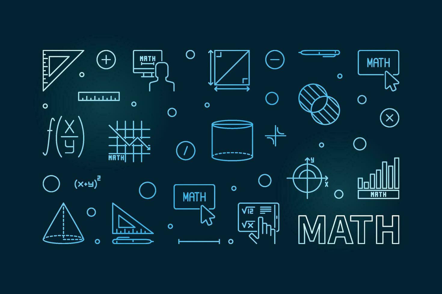 matemáticas vector concepto azul bandera. matemáticas horizontal moderno ilustración en contorno estilo