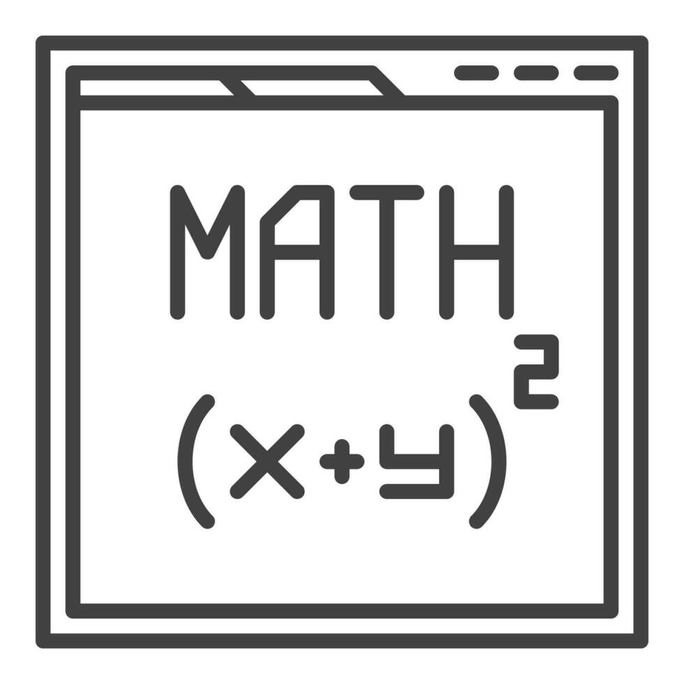 Web Browser with Math website vector Mathematics Online line icon