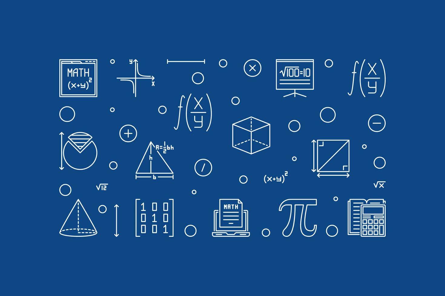 Back to School vector thin line horizontal blue banner. Science minimal illustration