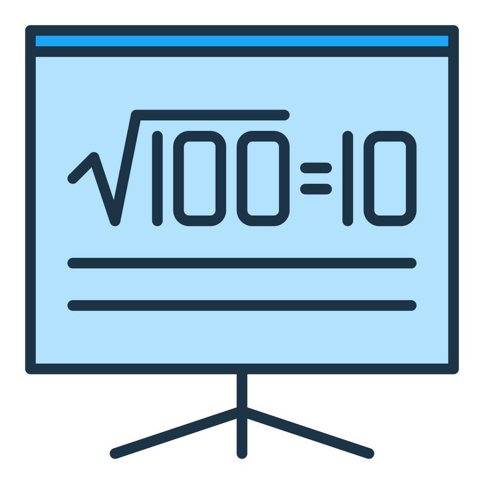 Square Root of 100 vector Math concept blue icon or sign