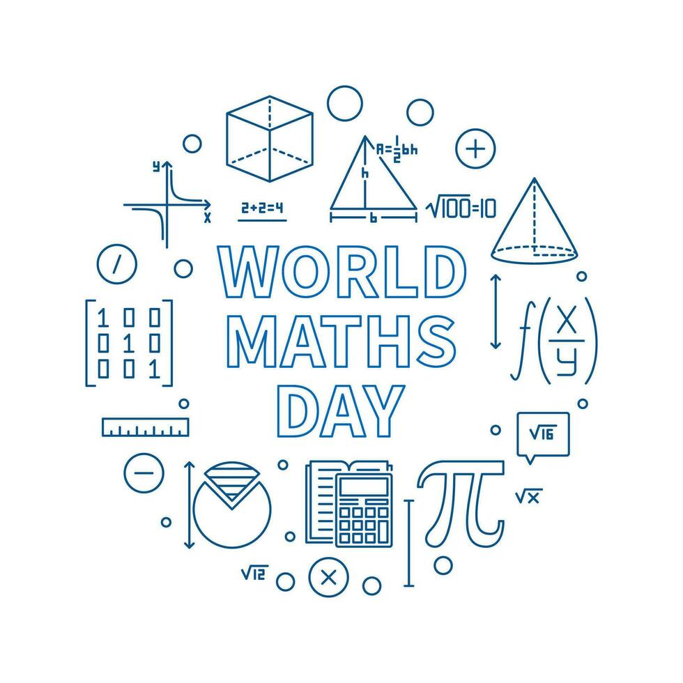 World Maths Day concept vector line round banner Math Annual