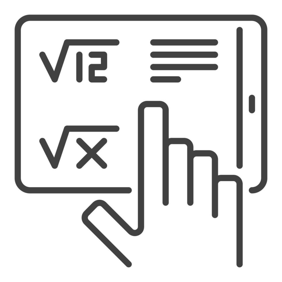 Tablet with Math Education vector concept line icon