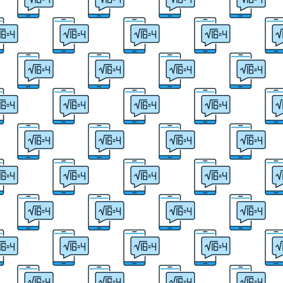 Square Root of 16 on Smartphone Screen vector Mathematics Science blue seamless pattern