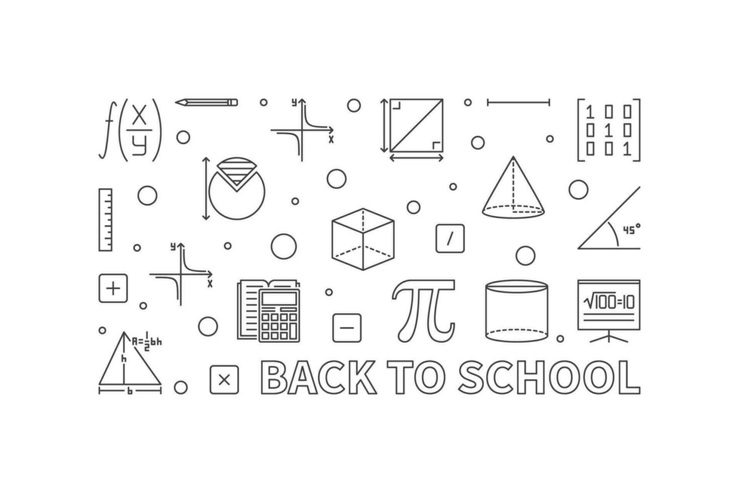 Back to School concept vector thin line horizontal banner. Vector Education illustration