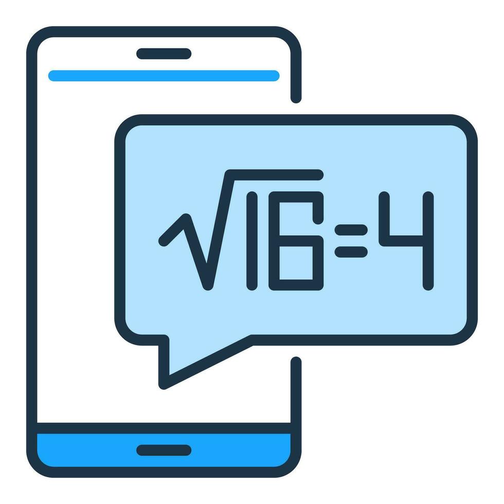 Square Root of 16 on Smartphone Screen vector Mathematics Science concept blue icon