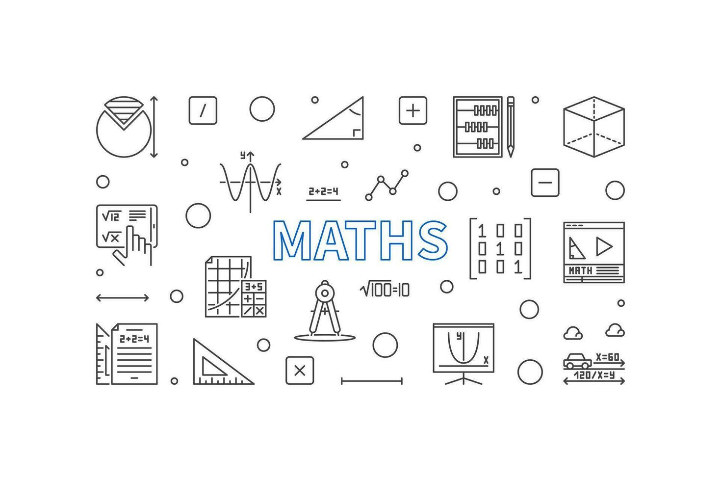 matemáticas vector concepto contorno horizontal bandera. matemáticas ilustración