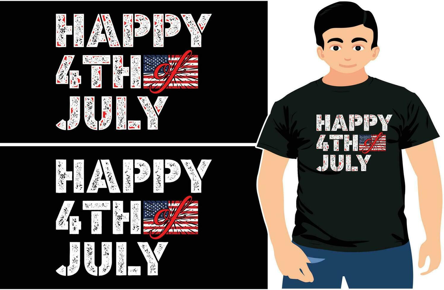 Happy 4th July T-shirt Design Template, 4th of July shirt, HoliDay T-shirt Design vector