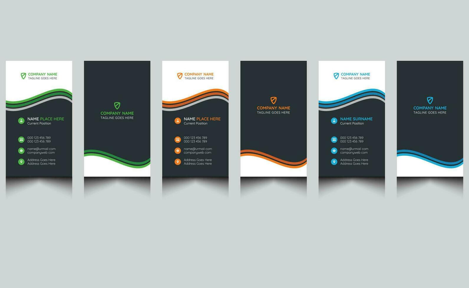 Simple blue clean elegant minimalist company creative modern corporate professional vertical name visiting business card design template. vector
