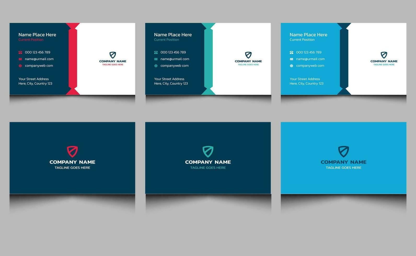 Abstract clean blue elegant creative modern corporate professional company real estate name visiting business card design template. vector