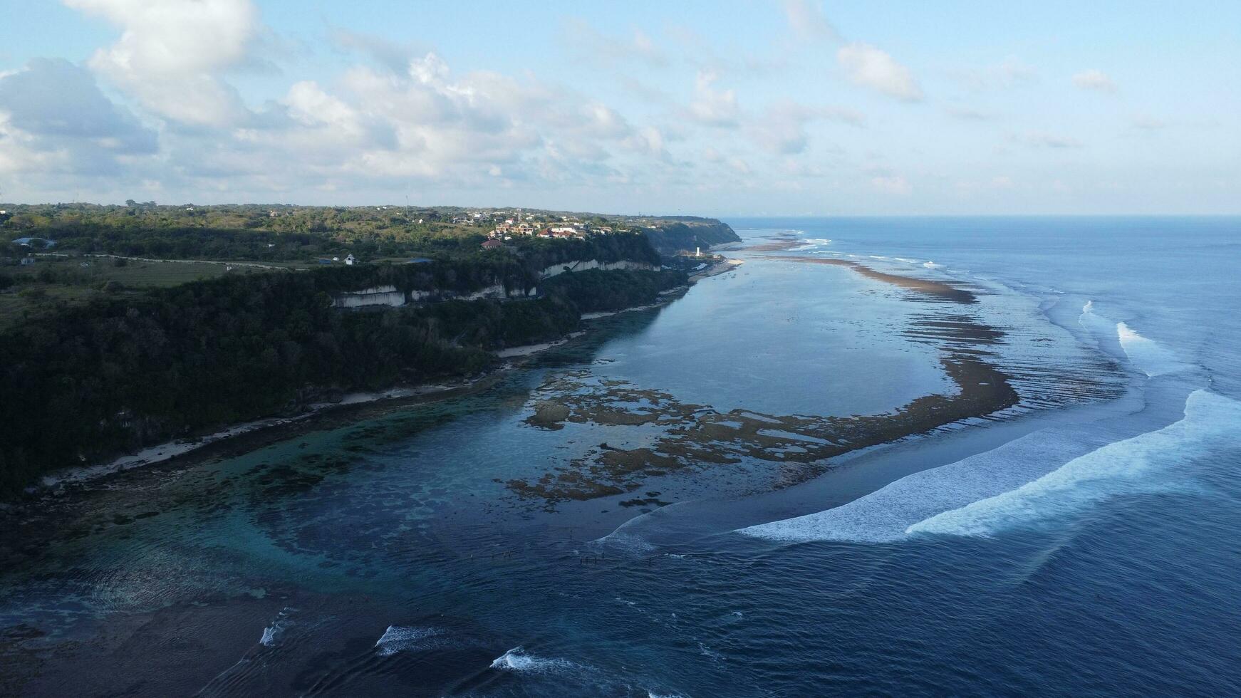 Bali Coastline With Blue Ocean Aerial View photo