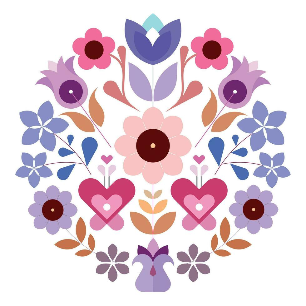 Round Shape Decorative Floral Design vector