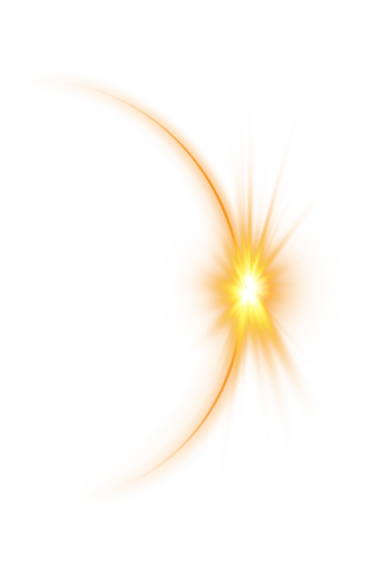 The edge of a golden solar eclipse on transparent background. Golden