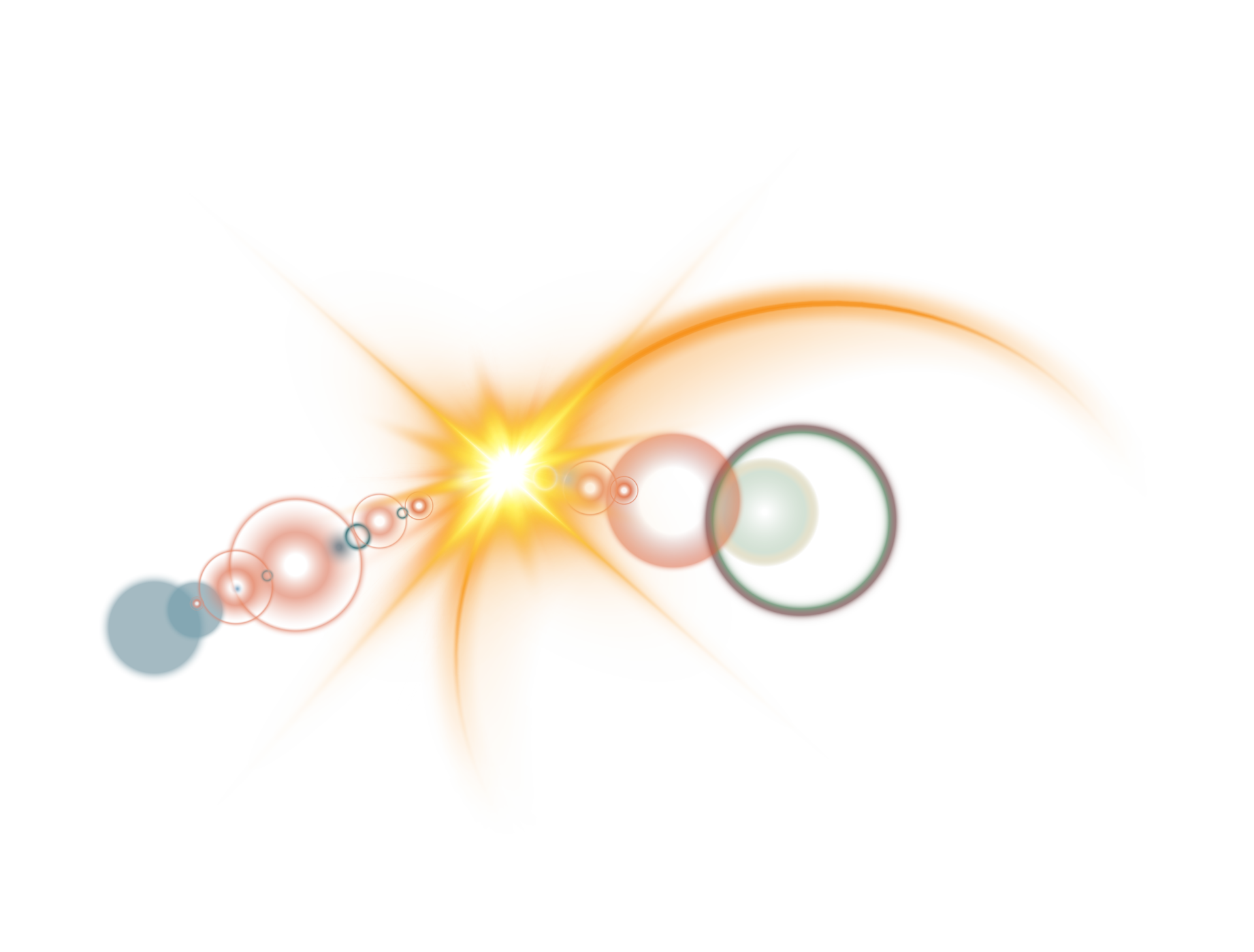 The edge of a golden solar eclipse on transparent background. Golden