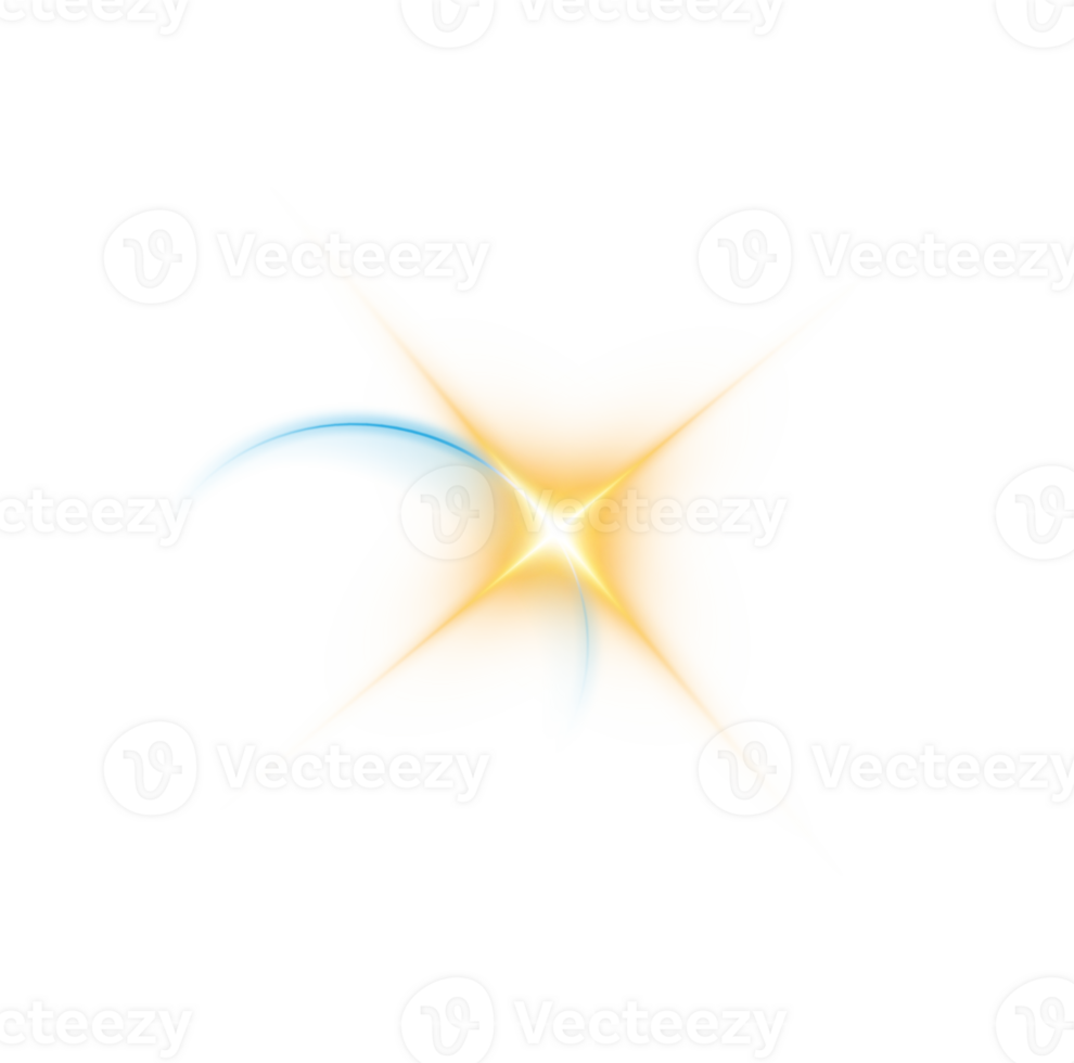 The edge of a golden solar eclipse on transparent background. Golden eclipse for product advertising, natural phenomena, horror concept and others. png