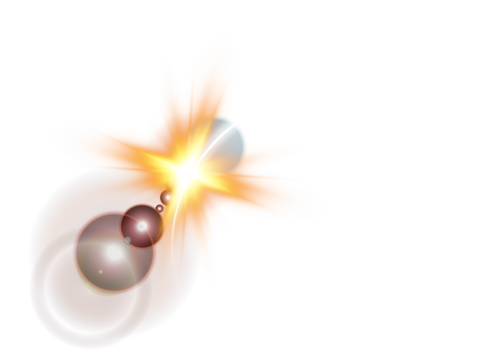 The edge of a golden solar eclipse on transparent background. Golden