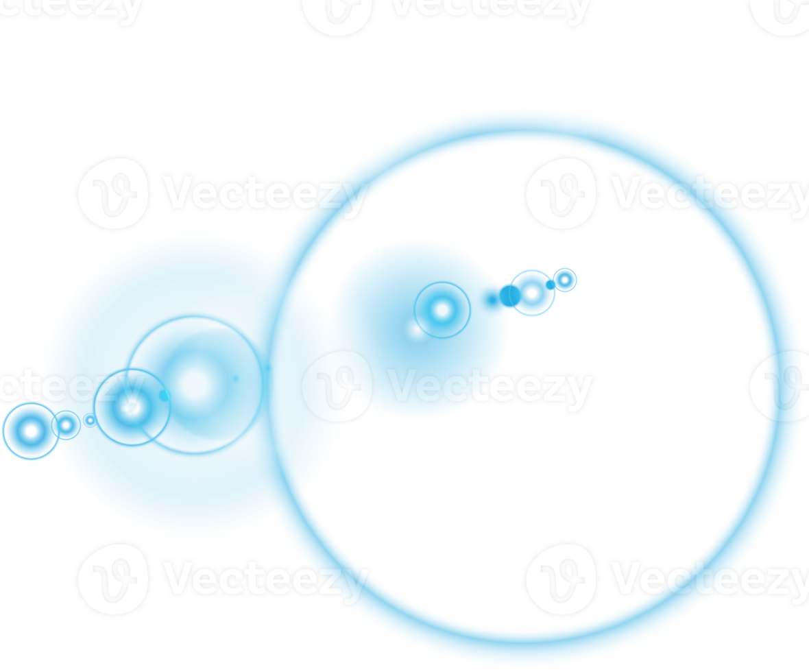 Blue Sun rays with beams and glare isolated on transparent background. Lens flare light effect. png