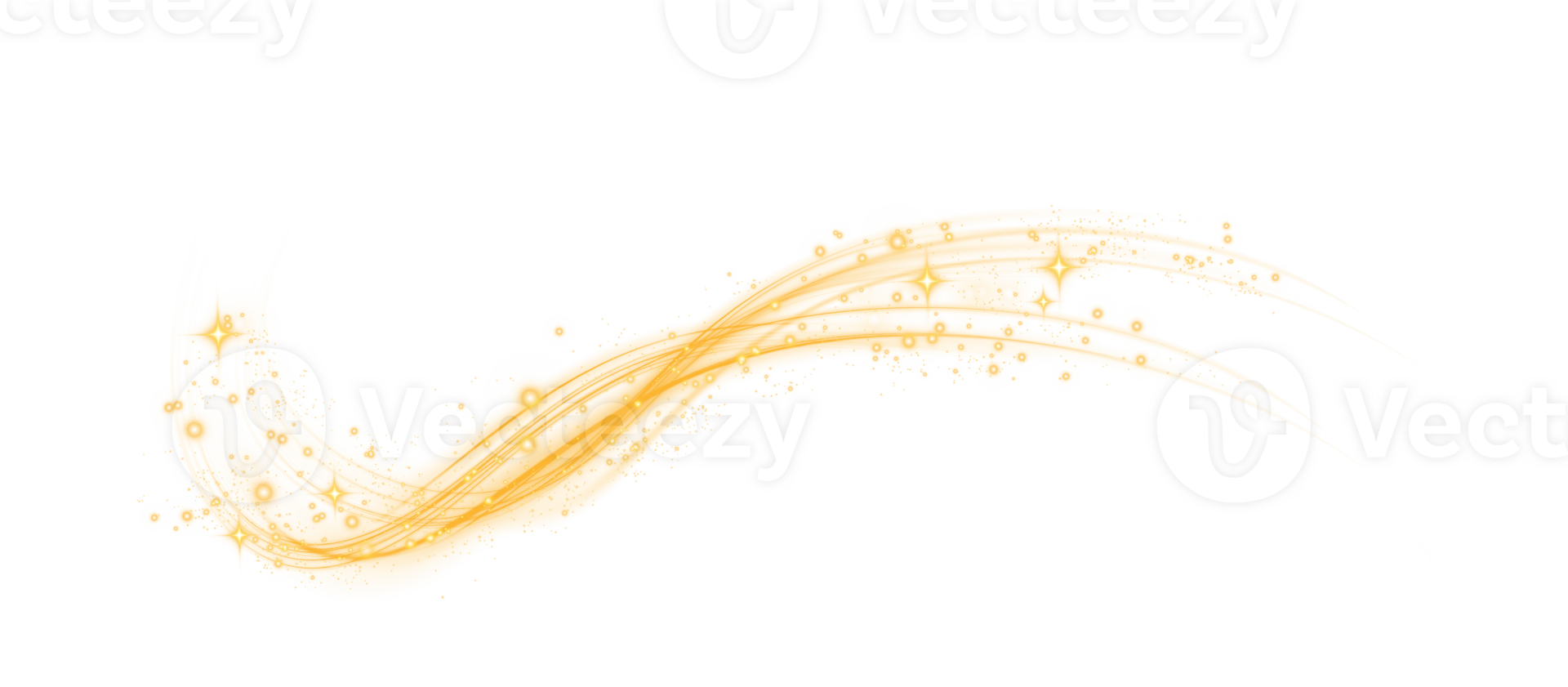 Yellow magic spirals with sparkles. Yellow light effect. Glitter particles with lines. Swirl effect. png