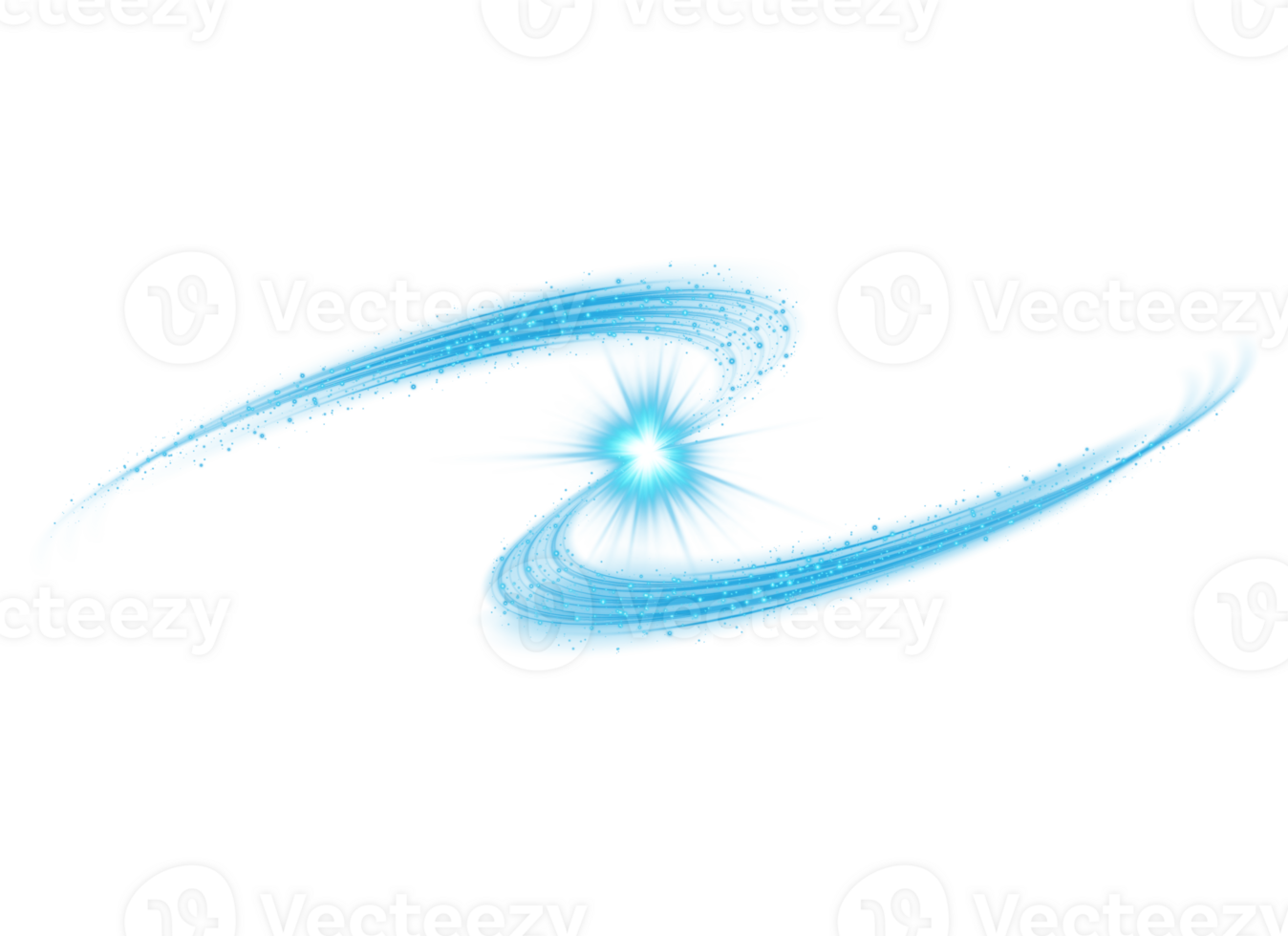 Blue magic spirals with sparkles. Blue light effect. Glitter particles with lines. Swirl effect. png