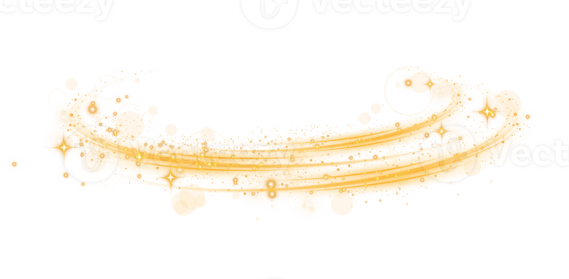 Yellow magic spirals with sparkles. Yellow light effect. Glitter particles with lines. Swirl effect. png