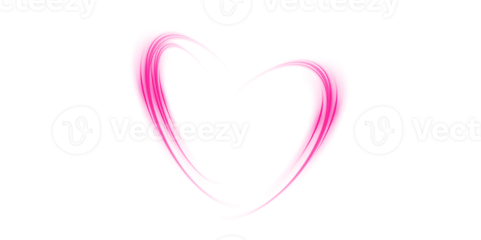 Abstract pink light lines of movement and speed in the shape of heart. Glow light effect. png
