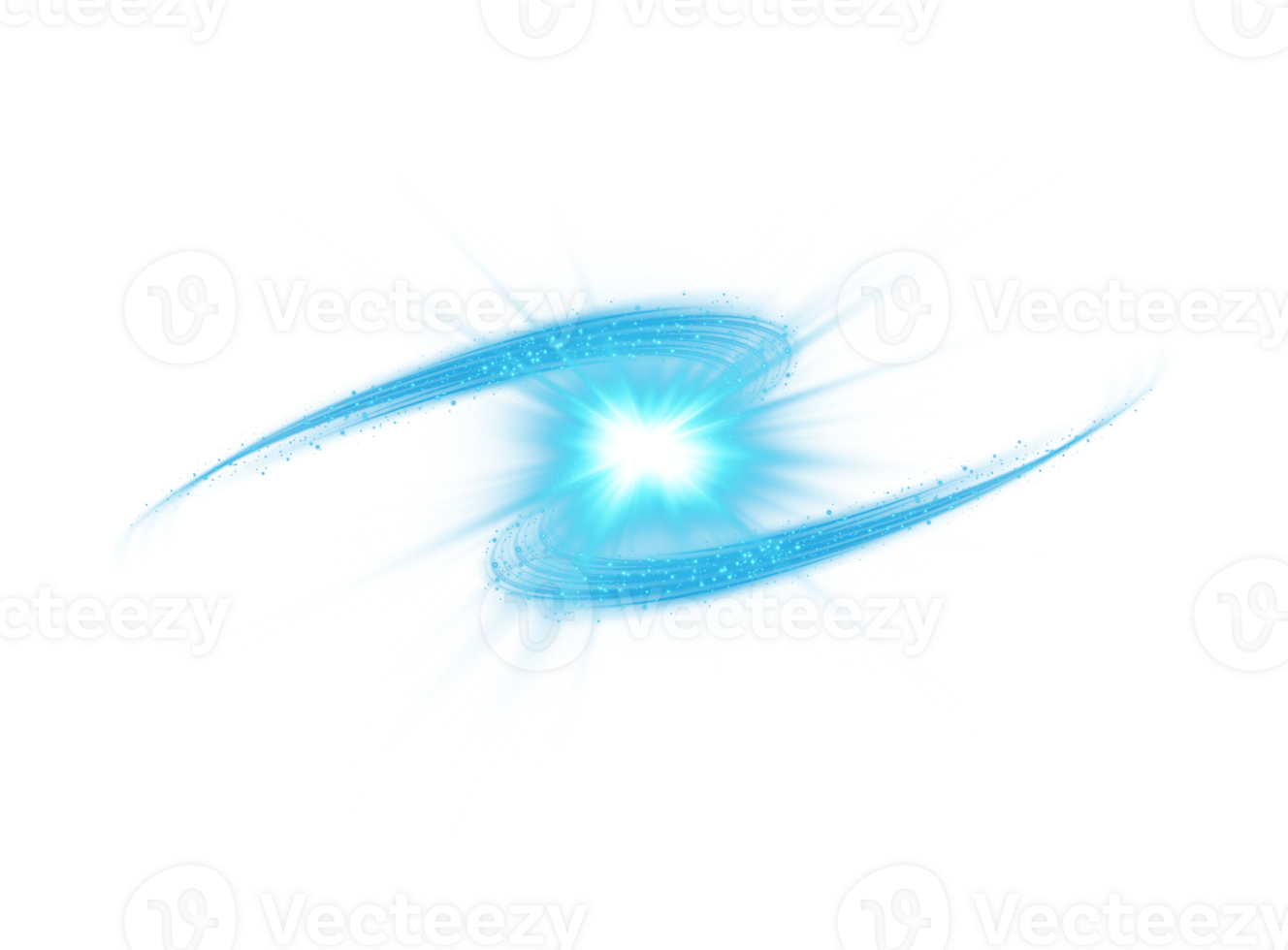 Blue magic spirals with sparkles. Blue light effect. Glitter particles with lines. Swirl effect. png