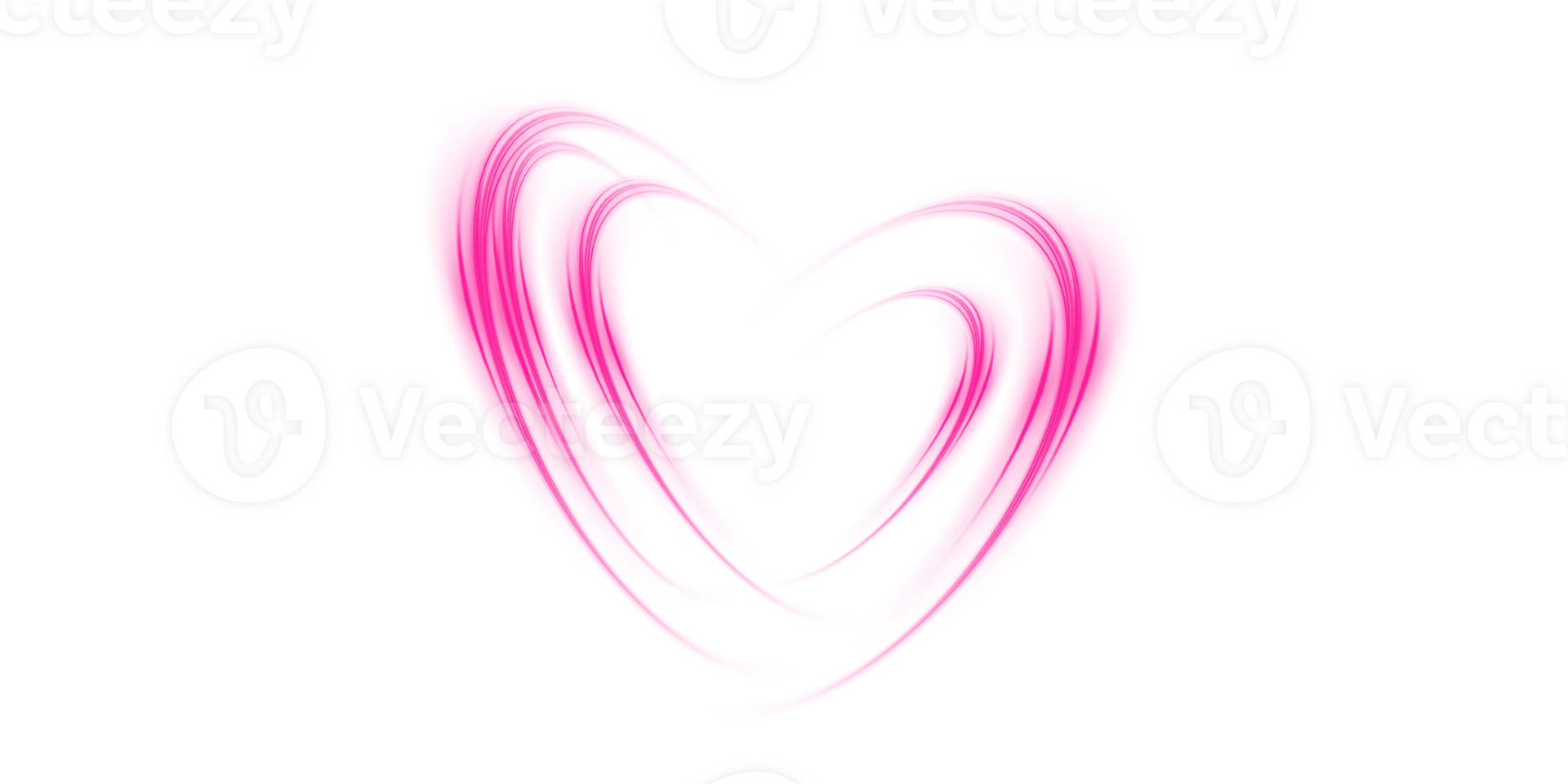 Abstract pink light lines of movement and speed in the shape of heart. Glow light effect. png