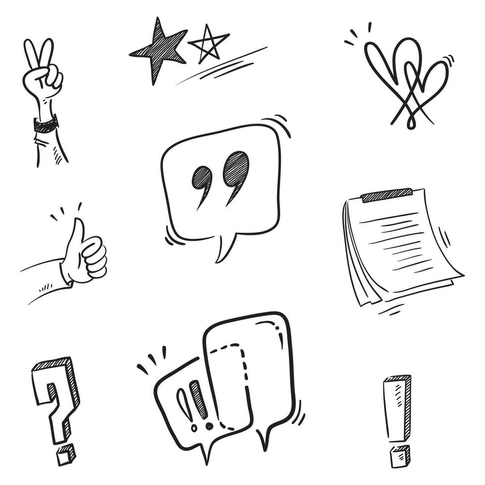 hand drawn Simple Set of Warnings Related Vector Line Icons in doodle style vector isolated