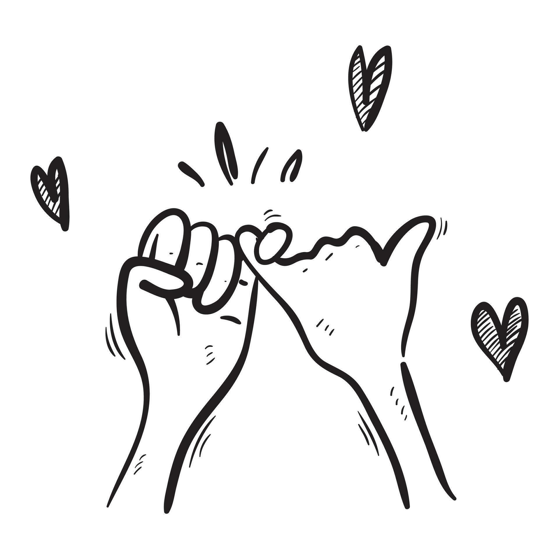 hand drawn Friendship and Love Vector Line Icons Set. Relationship, Mutual Understanding, Mutual