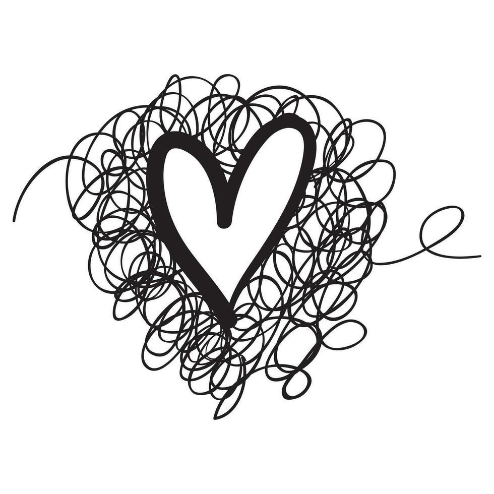 garabatear corazones, mano dibujado amor corazones. Escribiendo. vector ilustración.